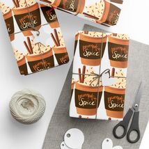 Pumpkin Spice Coffee Lattes Print Gift Wrapping Paper: Eco-Friendly USA ... - $19.80+