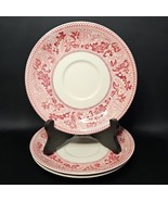 Johnson Brothers Pink Historic America 3 Saucers for Flat Cream Soup Bow... - $42.07 CAD