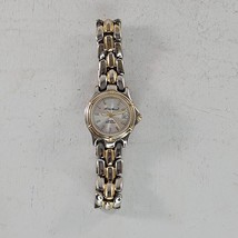 Eddie Bauer Sunray Watch Women Silver Gold Tone Date 50M New Battery Small 7&quot; - £22.39 GBP