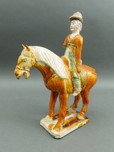 Antique Chinese Tang Dynasty Sancai Glazed Pottery Figure On Horse - £4,356.48 GBP