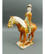 Antique Chinese Tang Dynasty Sancai Glazed Pottery Figure On Horse - £4,356.93 GBP