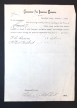 1890 Connecticut Fire Insurance Company Correspondence Regarding Stocks - £21.14 GBP