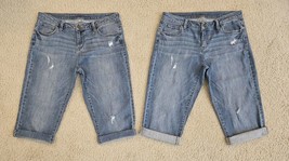 2 Pairs Jennifer Lopez Boyfriend Capri Denim Blue Jeans Woman&#39;s Size 6 READ! - £19.54 GBP