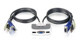 IOGEAR 2-Port USB VGA Miniview Micro Cabled KVM Switch - 2048 x 1536 - Hot Keys  - £65.54 GBP