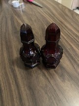 AVON 1876 CAPE COD COLLECTION RUBY RED GLASS SALT AND PEPPER SHAKERS LOT... - £7.59 GBP