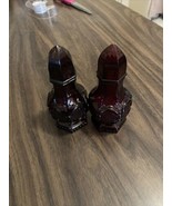 AVON 1876 CAPE COD COLLECTION RUBY RED GLASS SALT AND PEPPER SHAKERS LOT... - £7.47 GBP