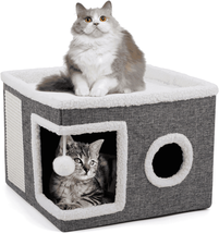 Cat Beds for Indoor Cats,Large Cat House for Pet Cat Cave with Scratch P... - $1,020.54 MXN
