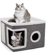 Cat Beds for Indoor Cats,Large Cat House for Pet Cat Cave with Scratch P... - €47,10 EUR