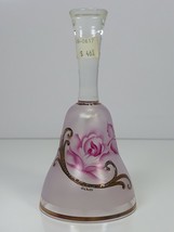 LLUR Luxor Bohemia Hand Painted Signed Gold Trim Pink Frosted Crystal Bell - £13.14 GBP