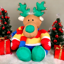 VTG Reindeer Christmas Nylon Parachute Plush Stuffed Animal Lord &amp; Taylor 20&quot; - £15.78 GBP