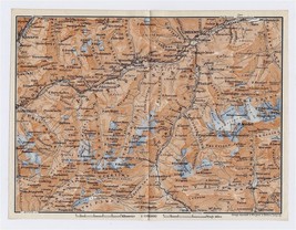 1911 Antique Map Vicinity Of Wassen Andermatt Disentis Glarner Alps Switzerland - £16.94 GBP