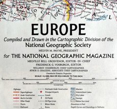 Map Of Europe 1969 National Geographic Folding One Sided Vintage Poster ... - $49.99