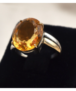 Vintage Yellow Citrine Ring 18k Gold 925 Silver Women Men November Birth... - €280,57 EUR