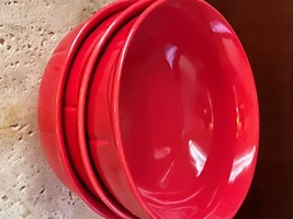 Bistro Dinnerware 3 Small Red Glass Desert Bowls Side Item Bowls 5&quot;x2&quot; - $23.00
