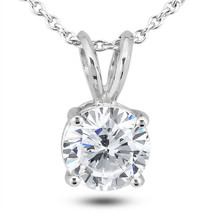 1 CT Diamond Solitaire Pendant Natural Round Shape White Treated 14K White Gold - £1,749.78 GBP