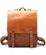 Vegan Leather Backpack Vintage Laptop Bookbag for Women Men, Brown Faux Lea - $1,509.32 MXN
