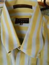 ROBERT TALBOTT Dress Shirt Wide Stripes Light gray Yellow M - £51.43 GBP