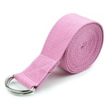 Pink 10&#39; Extra-Long Cotton Yoga Strap with Metal D-Ring - £16.16 GBP