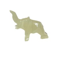 Vintage Hand-Carved Stone Elephant Figurine Beige Trunk Up Lucky Elephant - $222.50 MXN