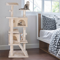 55&quot; Cat Tree Scratcher Play House Condo Furniture Scratching Comfortable... - £68.40 GBP