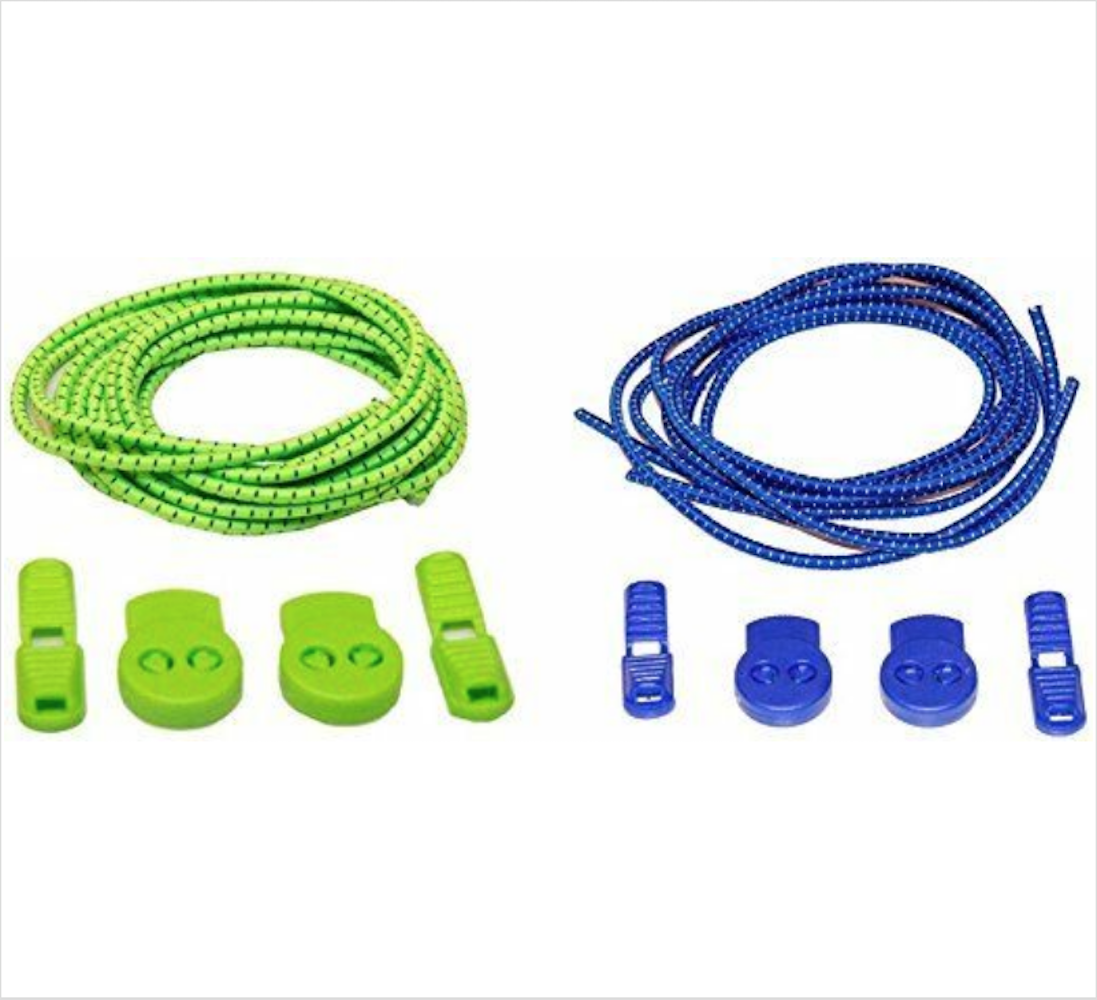 Elastic No Tie Shoelaces for Adults and Children (2-Pack) Green and Blue