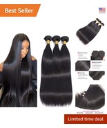 Luxurious 10A Brazilian Straight Hair Bundles - Natural Black, 3 Bundles... - $73.41 CAD