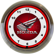 Honda Licensed Neon Clock 15 Inches in Diameter Car Garage Neon Sign 8HONDA - £62.94 GBP
