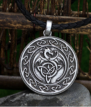 Celtic Flying Dragon Emblem Necklace With 24&quot; Cord Necklace JL677 Dragon Jewelry - £9.71 GBP
