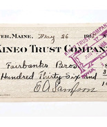 1915 Kineo Trust Company Bank Check E.A. Sampson Dover Maine Signed 7088... - $371.88 MXN