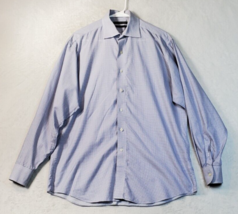 Saks Fifth Avenue Shirt Mens Size 16 Blue Check Long Sleeve Collared Button Down - £13.94 GBP