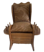 Vtg Wooden Pin Cushion Rocking Chair Sewing Kit Thread Spool Holder - $336.74 MXN