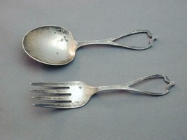Antique Weidlich Sterling Silver Baby Child&#39;s Sterling Fork &amp; Spoon - £39.95 GBP