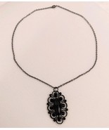 Black Pendant Necklace Chain Statement Victorian Vintage Y2K 90s Punk Retro - €20,42 EUR
