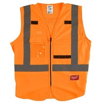 Milwaukee 48-73-5032 High Visibility Orange Safety Vest with 10 Pockets - L/XL - £15.25 GBP