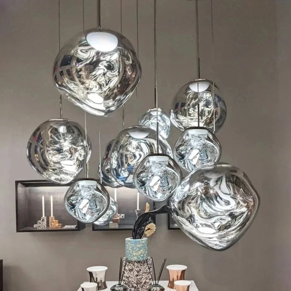 Nordic Lava Glass Pendant Light Modern Led Chandeliers for Living Room PVC - $26.92+