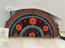 Mary Frances Viva La Noche Floral Beaded Half Moon 3 Way Convertible Bag... - $135.00