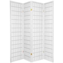 4-Panel Room Divider Oriental Shoji Privacy Screen in White - £181.66 GBP