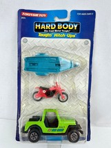 Vintage 1992 Tootsie Toy Hard Body Die Cast Toughs Jeep, Trailer , Motorcycle - £19.45 GBP