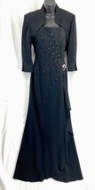 Daymor Couture Womens Size 8 Evening A Line 2pc Dress Bolero Jacket Rhin... - £117.32 GBP