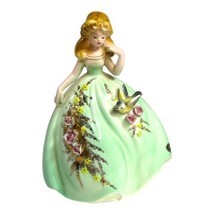 Vintage Josef Original Fantasia Series Girl in Green Dress Bird and Butterflies - £219.41 GBP