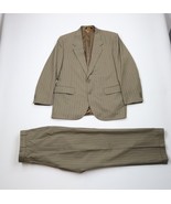 Vtg 70s Streetwear Mens 44R 2 Piece Pinstriped Suit Wedding Beige Pants ... - $135.33 CAD