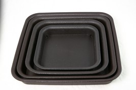 4 Mix Square Brown Plastic Humidity Tray for Bonsai Tree - 7&quot;, 8.5&quot;, 10&quot; &amp; 11&quot; - £26.33 GBP