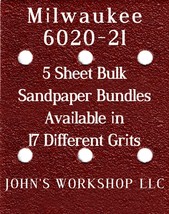 Milwaukee 6020-21 - 1/4 Sheet - 17 Grits - No-Slip - 5 Sandpaper Bulk Bundles - £3.97 GBP