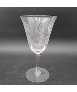 Unknown Vintage Floral Wreath Panel Etched Depression Glass Water Wine G... - $9.89