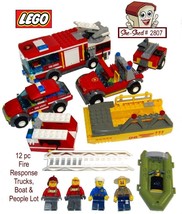 LEGO Lot 12 pc Fire Response Trucks, Vehicles, Boats, People  used - £39.46 GBP