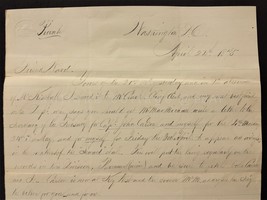 1875 Antique Private Letter Capt John Carson Washington Dc Treasury Secretary - £36.99 GBP