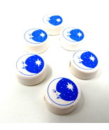 6 Celestial Ceramic Beads Disc Sun Moon Peru 3/4&quot; Horizontal 2mm Hole Bl... - £9.61 GBP