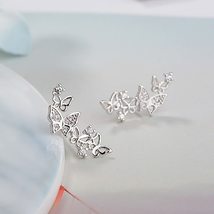 Foxanry New Terndy Butterfly Handmade Stud Earrings Silver Color Crystal Earring - £6.89 GBP