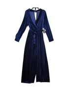 NWT Eloquii Women&#39;s 16 Blue Velvet Jumpsuit, Deep-V, Tie Waist, Whimsigo... - $68.38 CAD