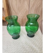 Vintage Anchor Hocking Forest Green Glass Flared Vases  6.5&quot; Lot of 2 - $27.99